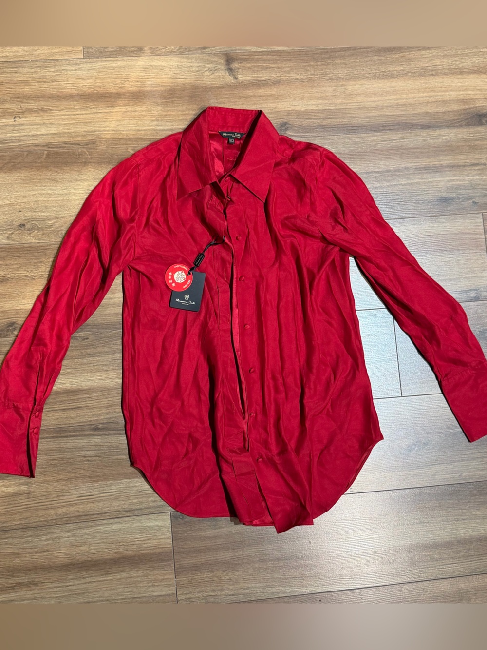 Massimo Dutti Vibrant Red Shirt with Lunar New Year Tag
